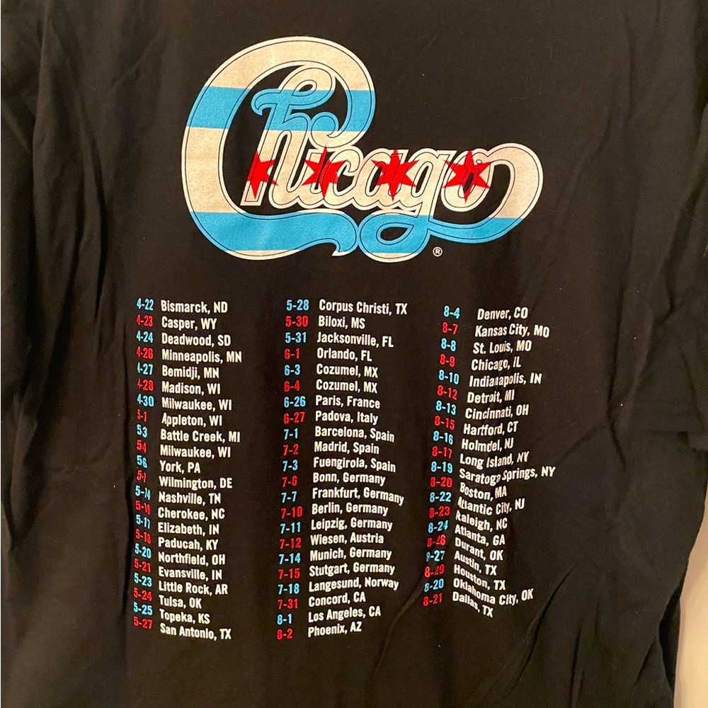 Chicago concert T-shirt from 2014 tour - XL